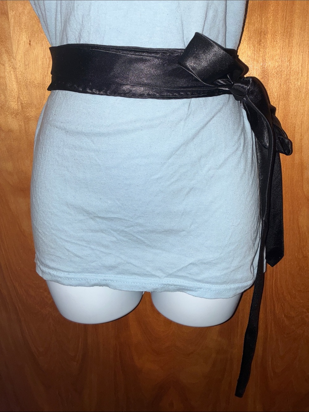 Handmade Dark Gray Black Solid Skinny Tie Belt One Size